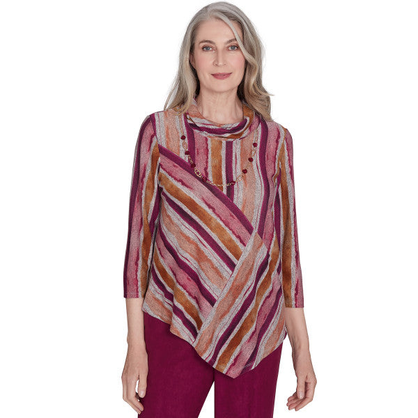 Wine Country Melange Spliced Stripe Shirt