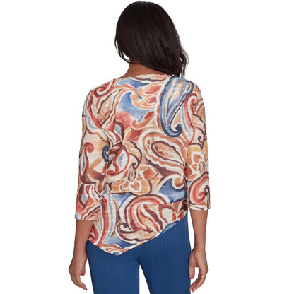 Harvest Moon Watercolor Texture Paisley Knit Shirt