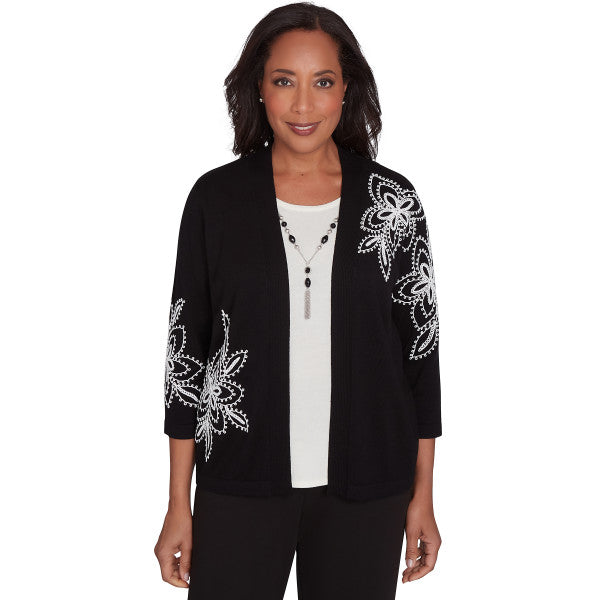 Runway Ready Embroidered Outer Two In One Sweater