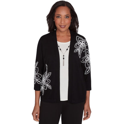 Runway Ready Embroidered Outer Two In One Sweater Petite