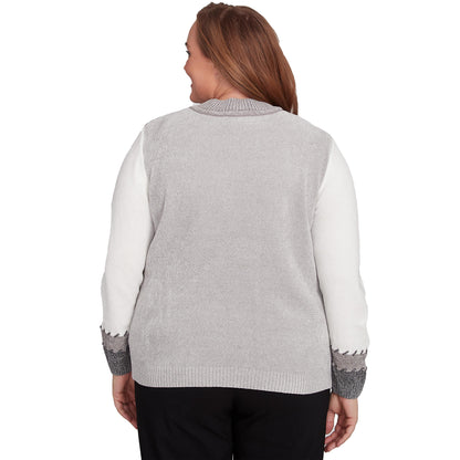 Copenhagen Patchwork Chenille Sweater Plus Size