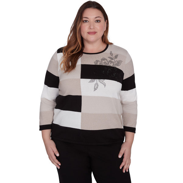 Romancing The Stone Blocked Stripe Sweater Petite