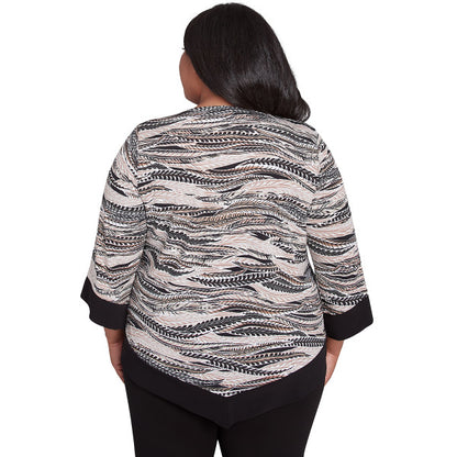 Romancing The Stone Feathers With Trim Knit Top Plus Size