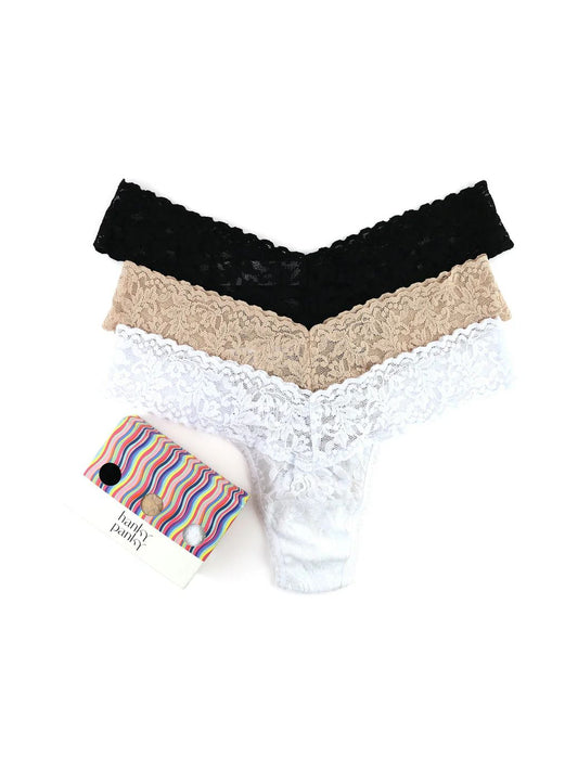 Signature Lace Low Rise Thong 3 Pack