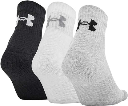 UA Unisex Training Cotton 3 Pack Quarter Socks