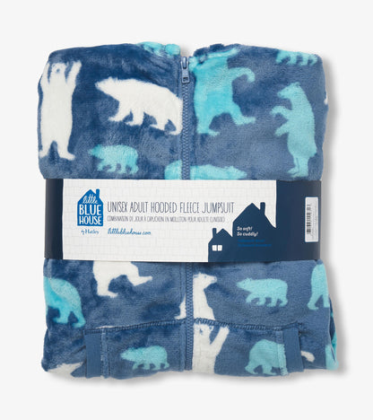 Polar Bears Hooded Fleece Jumpsuit