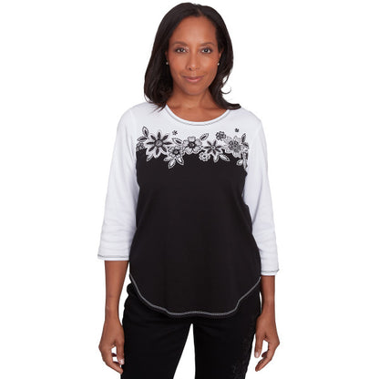 Wild At Heart Spliced Floral Yoke Knit Top