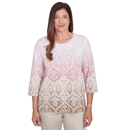 Coming Up Roses Ombre Medallion Knit Shirt