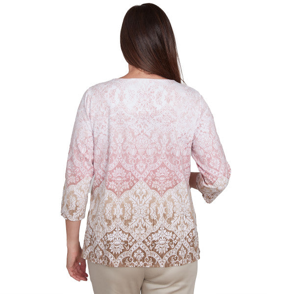 Coming Up Roses Ombre Medallion Knit Shirt