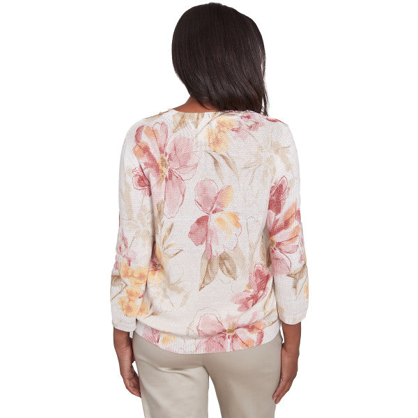 Coming Up Roses Floral Print Sweater