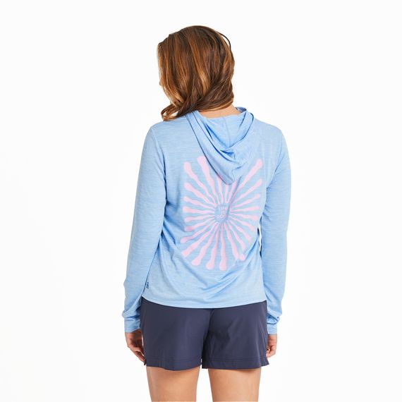 Women Long Sleeve Sun Crusher Hoodie Clean Radiating Sun