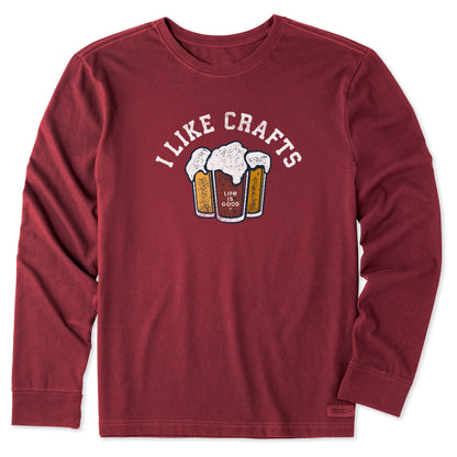 Mens I Like Crafts Long Sleeve Crusher Tee Shirt