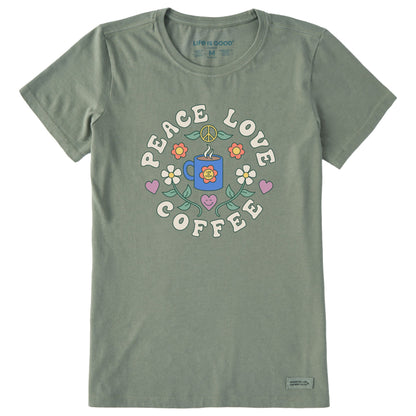 Women Short Sleeve Crusher Tee Peach Love Coffee