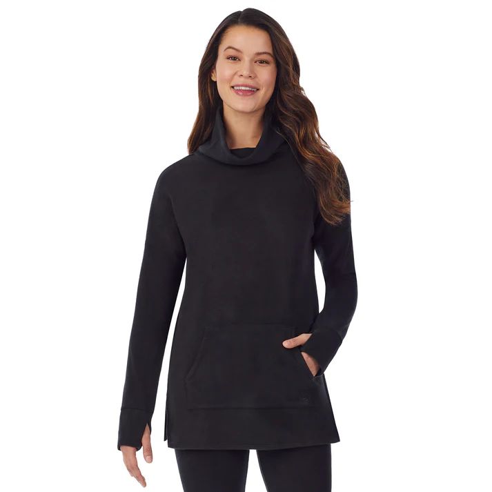 Fleecewear With Stretch Funnel Neck Tunic Top