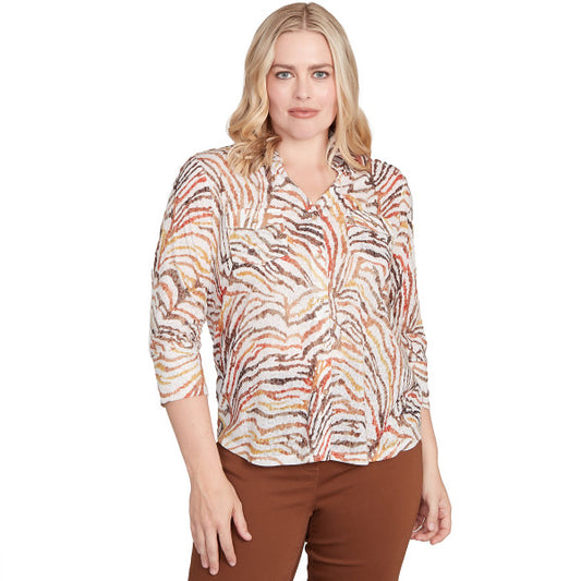 Mount Laurel Knit Skin Burnout Shirt Petite