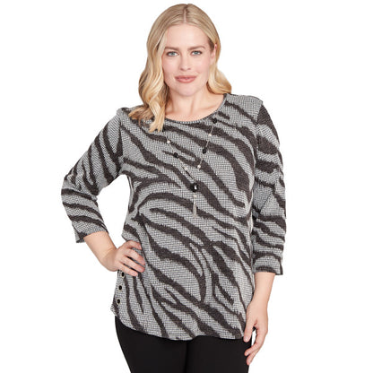 Jet Setter Knit Animal Houndstooth Shirt