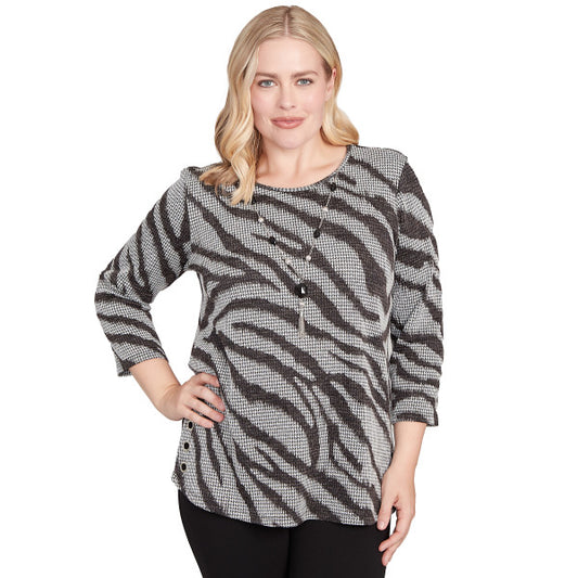 Jet Setter Knit Animal Houndstooth Shirt Petite