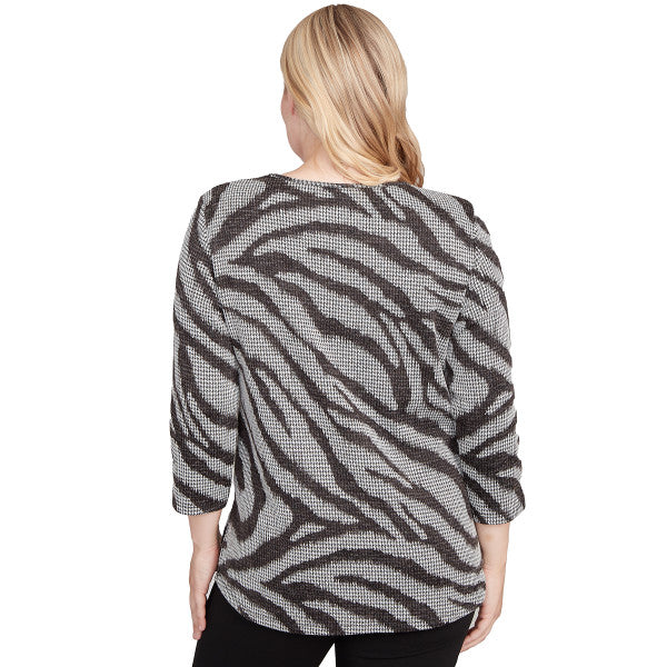 Jet Setter Knit Animal Houndstooth Shirt Petite