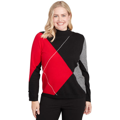 Jet Setter Exploded Argyle Sweater Petite