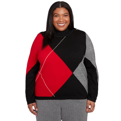 Jet Setter Exploded Argyle Sweater Plus