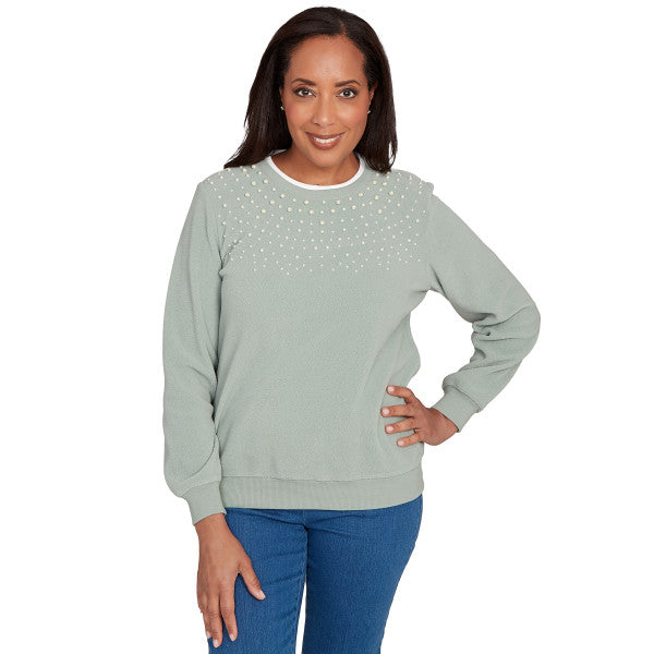 Classic Anti Pill Embellished Yoke Sweater Petite