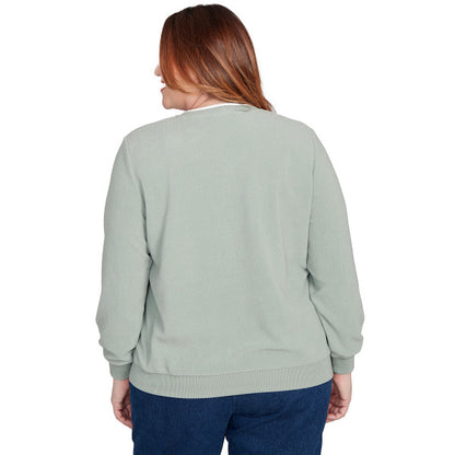 Classic Anti Pill Embellished Yoke Sweater Plus