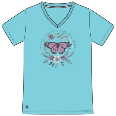 Short Sleeve Crusher V Neck Positive Energy