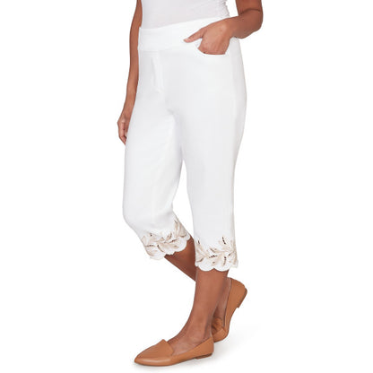 Natural Wonder Superstretch Denim Leaf Cut Out Capri