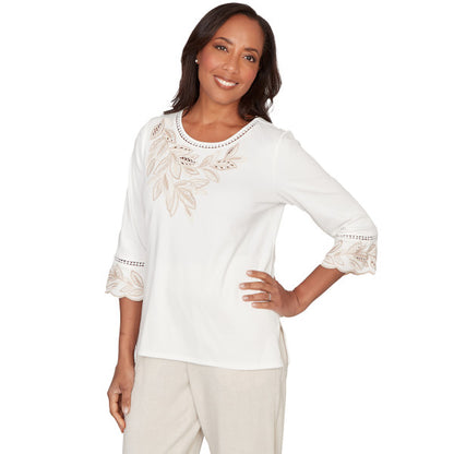 Natural Wonder Leaf Yoke Knit Shirt