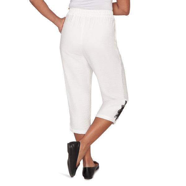 Crowd Pleaser Floral Embroidered Capri