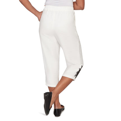 Crowd Pleaser Floral Embroidered Capri