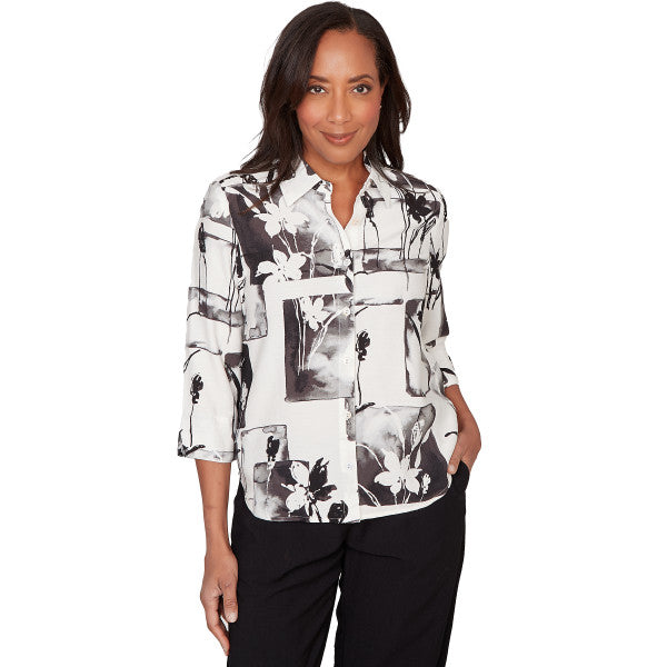 Crowd Pleaser Woven Floral Patch Shirt