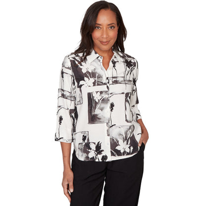 Crowd Pleaser Woven Floral Patch Shirt