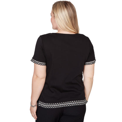 Crowd Pleaser Sequin Flower With Lace Border Shirt