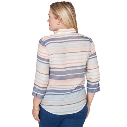 Port Side Woven Texture Stripe Shirt