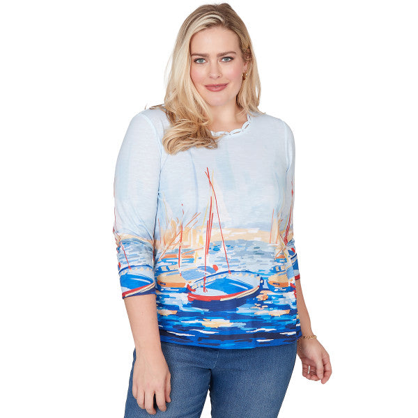 Port Side Knit Harbor Scene Shirt
