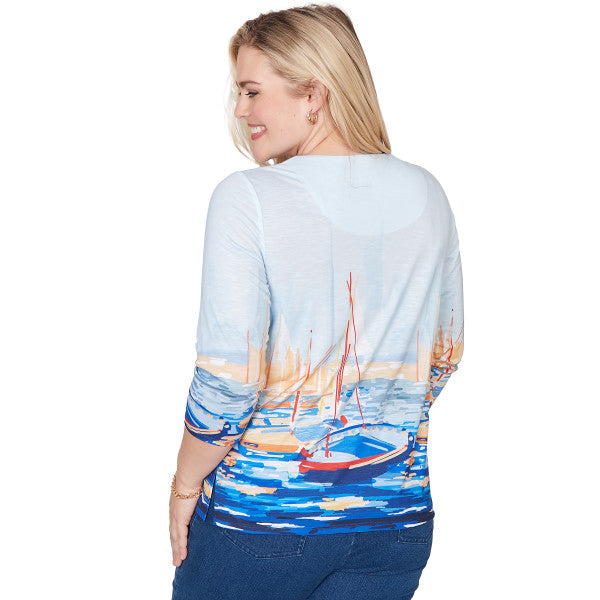 Port Side Knit Harbor Scene Shirt