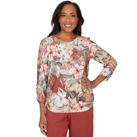 Spice Market Drama Floral Knit Shirt