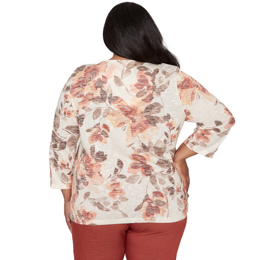 Spice Market Watercolor Floral Knit Shirt Plus