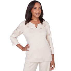 Seville Knit Cut Out Floral Top