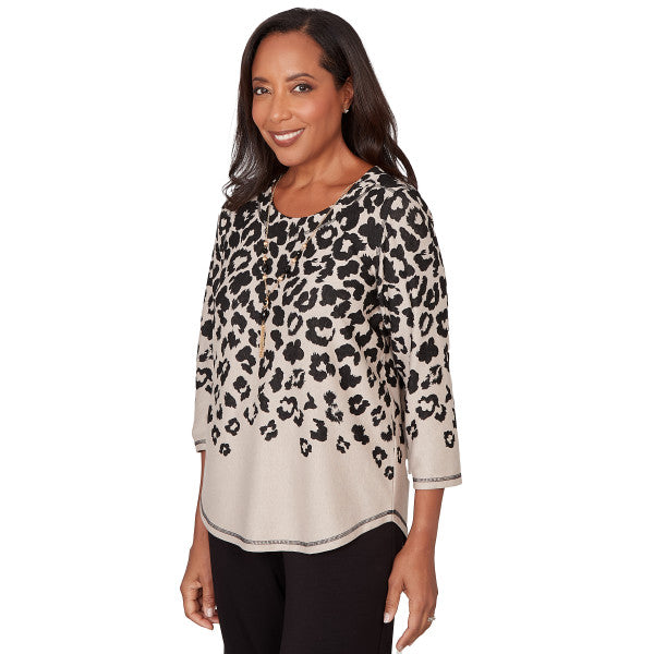 Seville Cascading Animal Yoke Knit Top