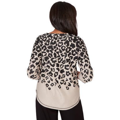 Seville Cascading Animal Yoke Knit Top