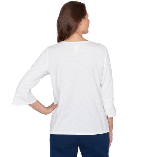 Mykonos White On White Medallion Embroidery Knit Shirt