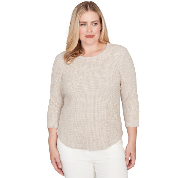 Vienna Knit Asymmetric Floral Soutache Shirt