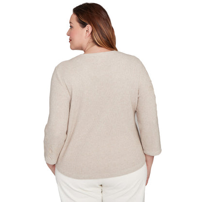 Vienna Knit Asymmetric Floral Soutache Shirt Women Sizes