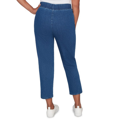 Hilton Head Cross Stitch Flowers Superstretch Denim Ankle Pants