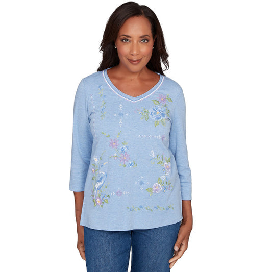 Hilton Head Floral Cross Stitch Knit Shirt