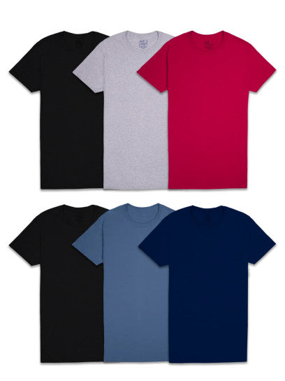 Mens 6 Pack Classic Fit Crew Neck Tee Shirts Assorted