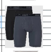 Hanes Moves Premium Men's Anti-Chafe Total Support Pouch X-Temp Long Leg Boxer Briefs 2 Pack