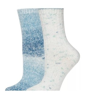 Hue Women Striped Tweed Cozy Crew Socks 2 Pair Pack